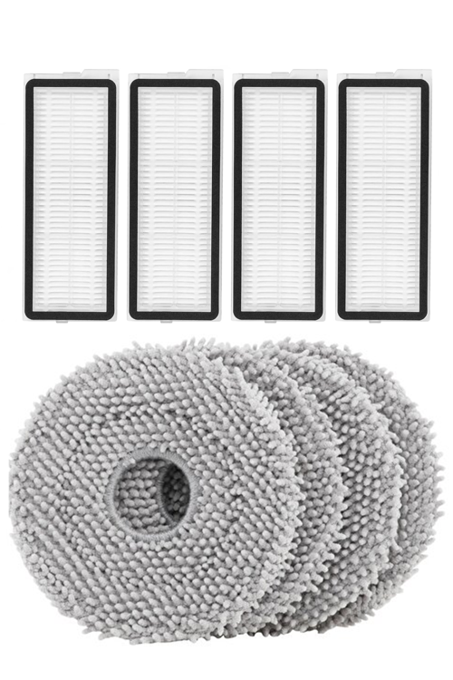 Roborock QRevo Pro Uyumlu 4 Adet Hepa Filtre 4 Adet Mop Fiber Paspas