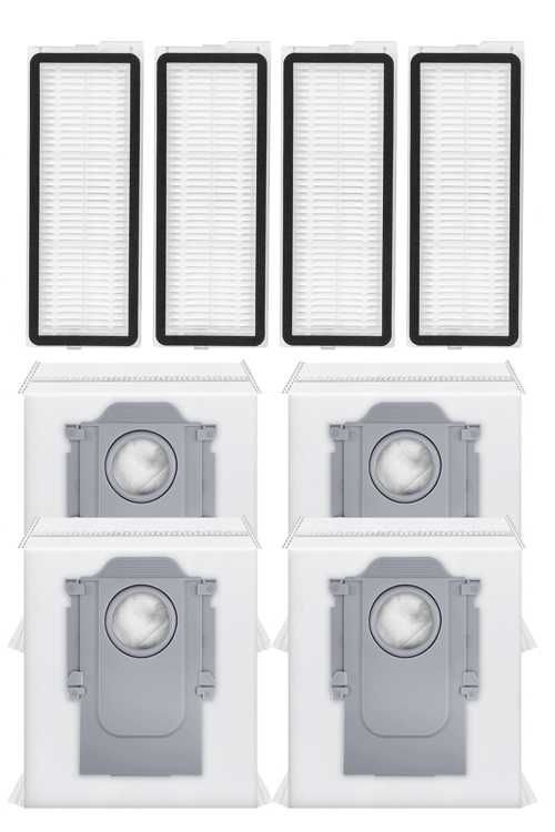 Roborock QRevo L Uyumlu 4 Adet Hepa Filtre 4 Adet Toz Torbası
