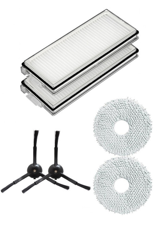 Roborock QRevo Pro Uyumlu 2 Adet Hepa Filtre 2 Adet Siyah Yan Fırça 2 Adet Mop Fiber Paspas