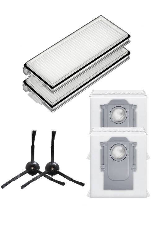 Roborock QRevo Pro Uyumlu 2 Adet Hepa Filtre 2 Adet Siyah Yan Fırça 2 Adet Toz Torbası