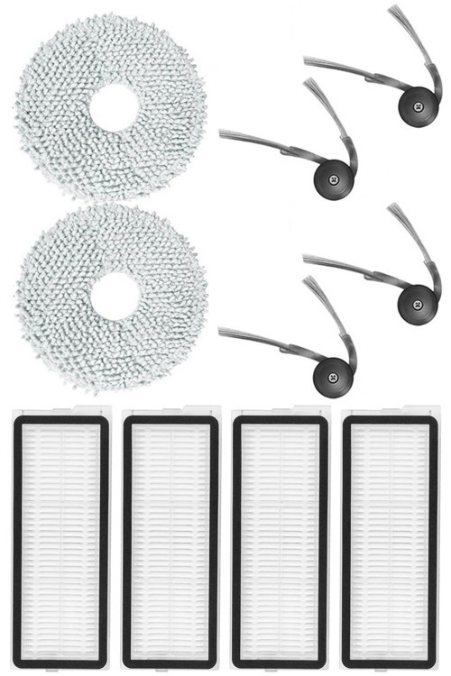 Roborock QRevo Edge Uyumlu 4 Adet Hepa Filtre 4 Adet Yan Fırça 2 Adet Mop Fiber Paspas