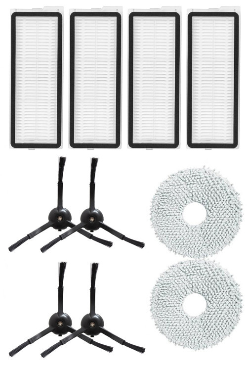Roborock QRevo MaxV Uyumlu 4 Adet Hepa Filtre 4 Adet Siyah Yan Fırça 2 Adet Mop Fiber Paspas