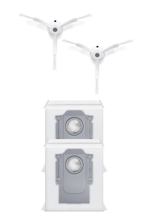 Roborock QRevo Plus Uyumlu 2 Adet Beyaz Yan Fırça 2 Adet Toz Torbası
