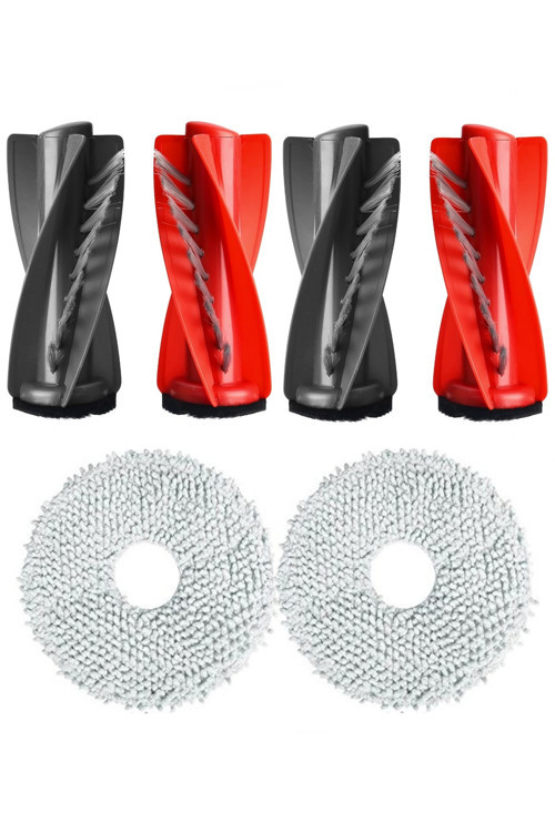 Roborock QRevo C Uyumlu 2 Adet Ana Fırça 2 Adet Mop Fiber Paspas