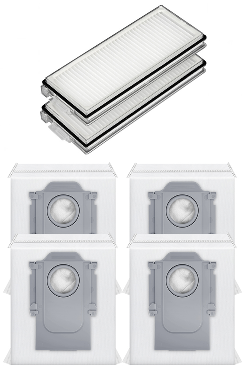 Roborock QRevo C Uyumlu 2 Adet Hepa Filtre 4 Adet Toz Torbası