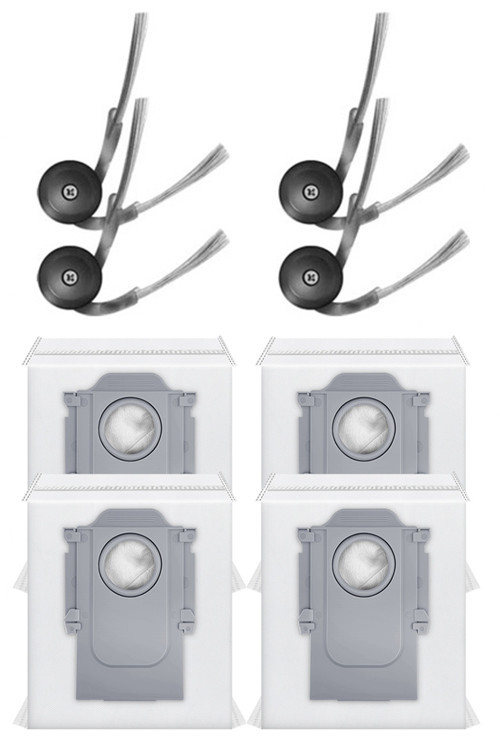 Roborock QRevo C Uyumlu 4 Adet Yan Fırça 4 Adet Toz Torbası