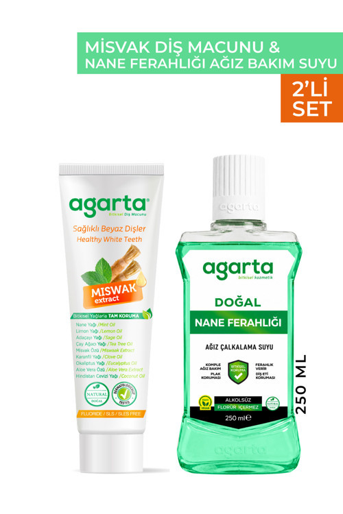 2 Li Set Misvak Diş Macunu ve 250 ml Nane Ağız Bakım Suyu