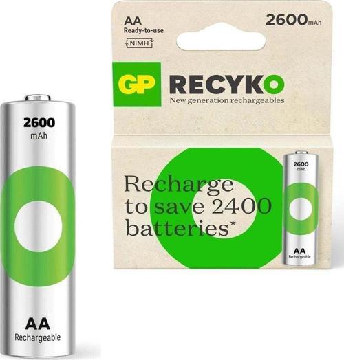 ŞARJLI PİL AA KALEM 2600MAH Nİ-MH (2 ADET) GP RECYKO