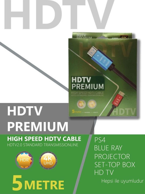 4k 5 Metre 3d Full Hd Hdmi Tv Uydu Alıcısı Kablosu