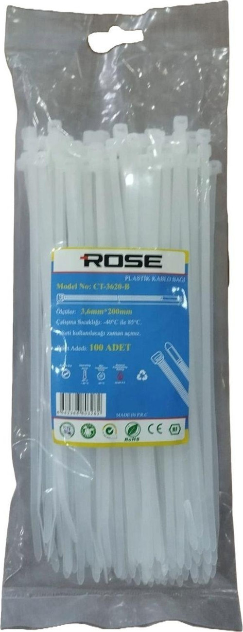 Beyaz 200mm Kablo Bağı- Plastik Kelepçe