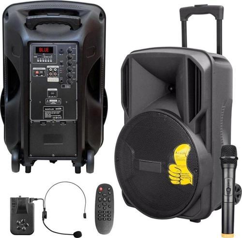 Sp-1538 Aktif Seyyar Anfi Uhf 1 El 1 Kafa 38cm 500 Watt Bluetooth Usb Sd Aux Mic