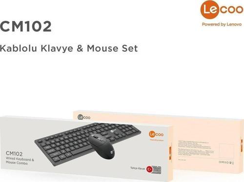 Lenovo Cm102 Usb Kablolu Türkçe Q Klavye & Mouse Set Siyah