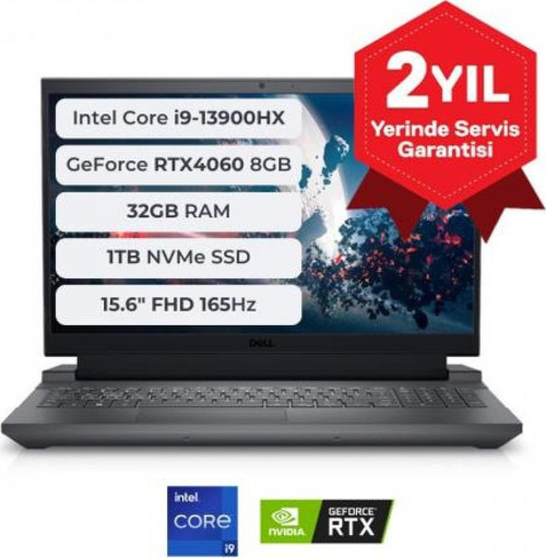 G15 5530 G55302401017U İ9-1390Hx 15,6 Fhd 32Gb Ddr5 Ram 1Tb Ssd 8Gb Rtx4060 Ekran Kartı Free Do