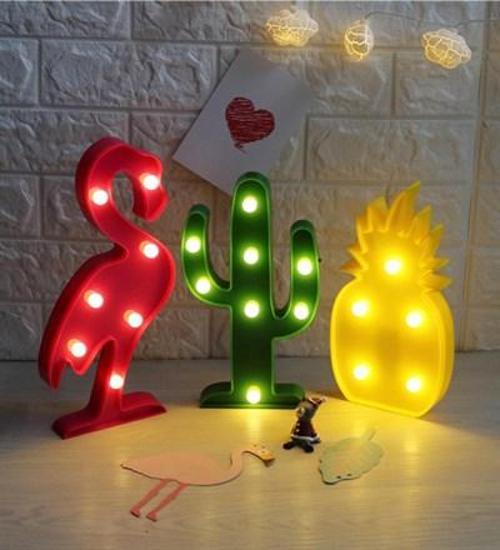 Ananas Flamingo Kaktüs Tasarımlı Led Lamba