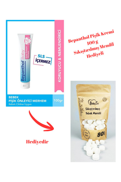 Pişik Kremi 100 gr + Sıkıştırılmış Mendil 80'li