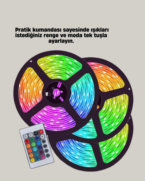 Uzaktan Kumandalı RGB Smart Şerit LED Işık Esnek ve Taşınabilir Dekorasyon