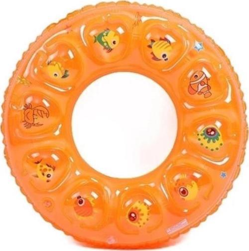 0-3 Yaş Turuncu Boncuklu 50 cm Şişme Bebek Deniz Simidi, Havuz Plaj Can Simidi, Şişme Yüzme Simidi
