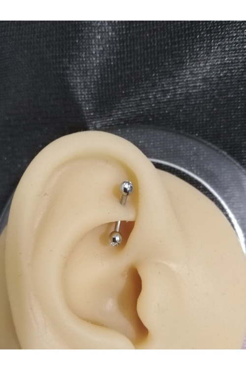 Zirkon Taşlı Kaş, Rook Piercing 8 Mm Cerrahi Çelik 316L