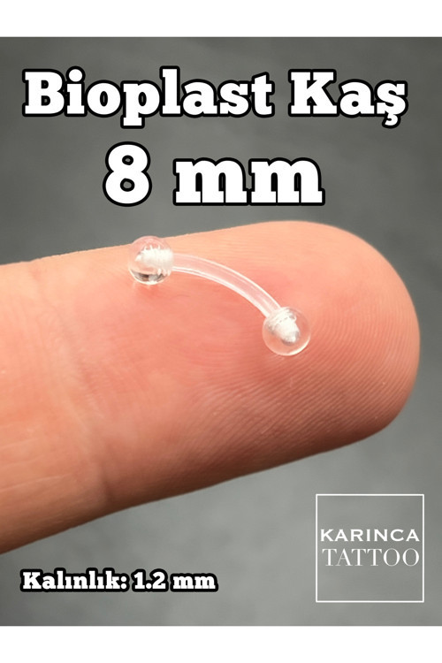 Bioplast Şeffaf 8 Mm Kaş Kulak Meme Ucu Tragus Conch Helix Rook Septum Piercing