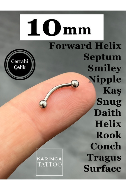 Kaş Kulak Snug Helix Kıkırdak Anti Tragus Daith Conch Rook Nipple Göğüs Ucu Surface 10 Mm Piercing