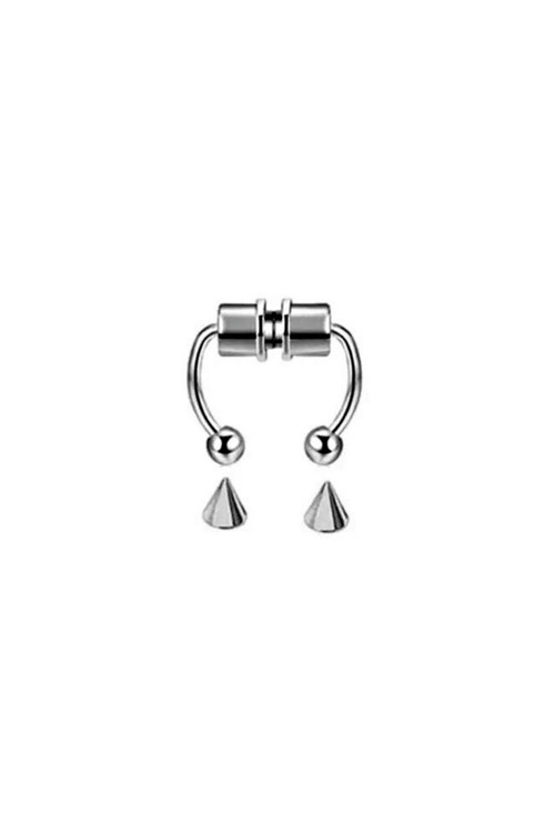 Mıknatıslı Fake Gri Septum Piercing Paslanmaz Çelik-00Vp69-4
