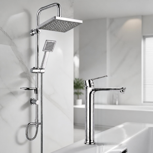 ESKAYA Krom çanak lavabo bataryası krom banyo duş krom tepe duş seti ikili set