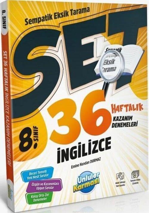 8. Sınıf İngilizce SET 36 Haftalık Kazanım Denemeleri Ünlüler Yayınları