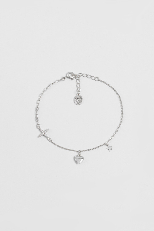 Minimal İkonlar 18 Ayar Beyaz Altın Kaplama 20 Cm Gümüş Minimal Bileklik