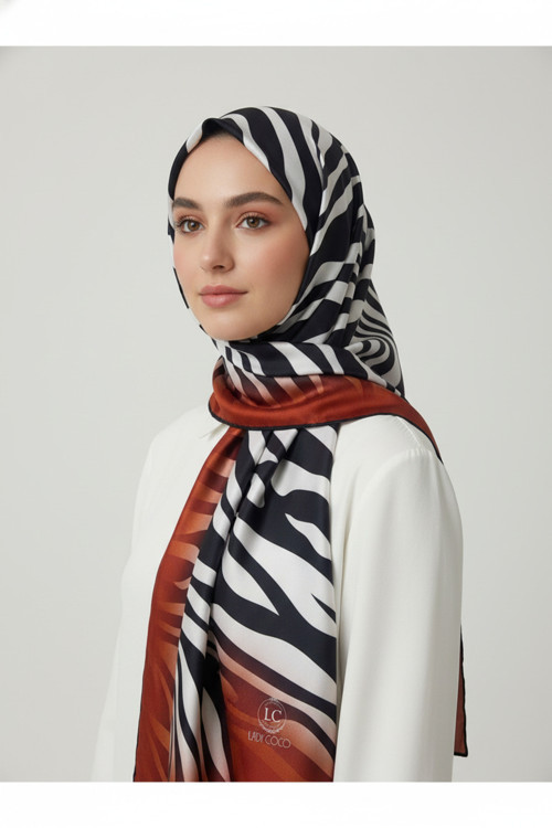 Zebra Desenli Dijital Baskı Rayon Eşarp