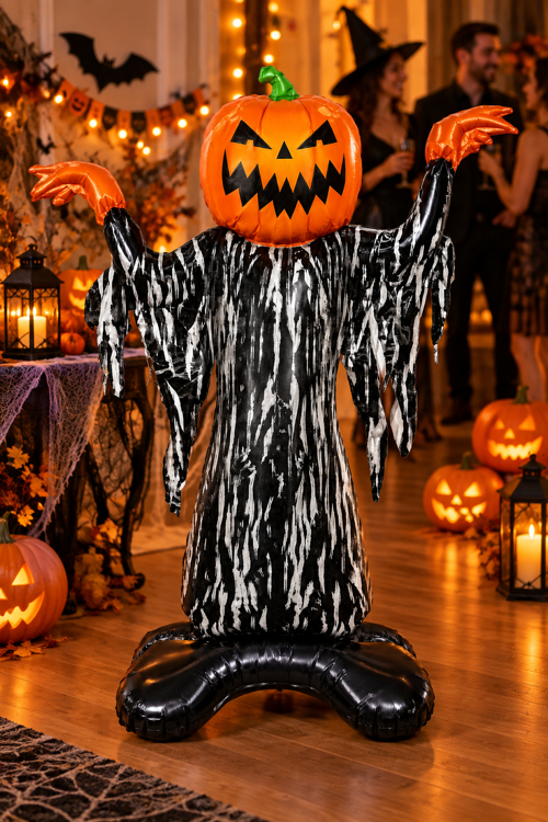 Halloween Balkabağı Korkuluk Folyo Balon 86x115 cm Cadılar Bayramı Parti Mekan Dekorasyon Süsü