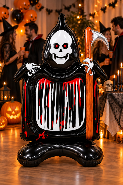 Halloween İskelet Figürlü Folyo Balon 69x115 cm Cadılar Bayramı Parti Ev Mekan Dekorasyon Süsü