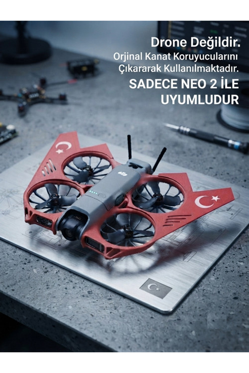 DJI Neo 2 Uyumlu Pervane Koruyucu Kırmızı Beyaz Türk Bayrağı Temalı Dikkat Çekici Sert Plastik Malzeme