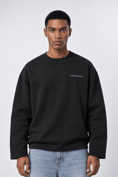 Erkek notbasicproject Oversize Long Sleeve Siyah