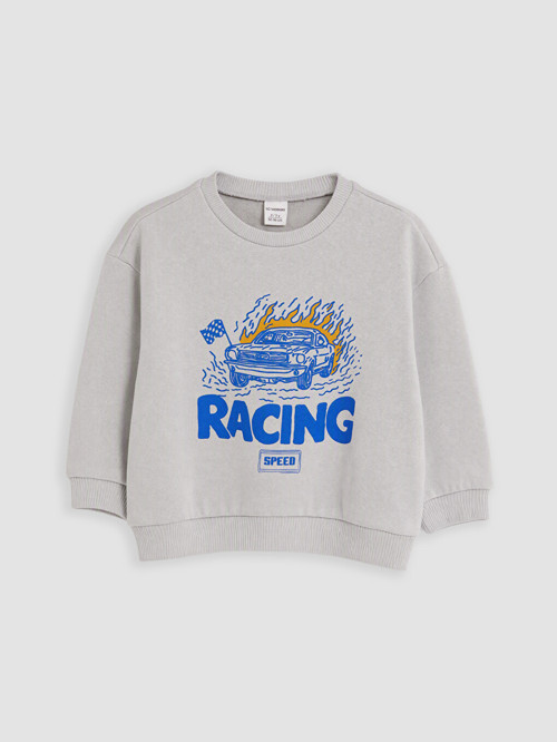 LC WAIKIKI Gri Baskılı Erkek Çocuk Sweatshirt