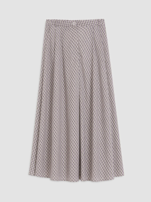LCWAIKIKI Classic Ekru Loose Fit Ekose Kloş Etek