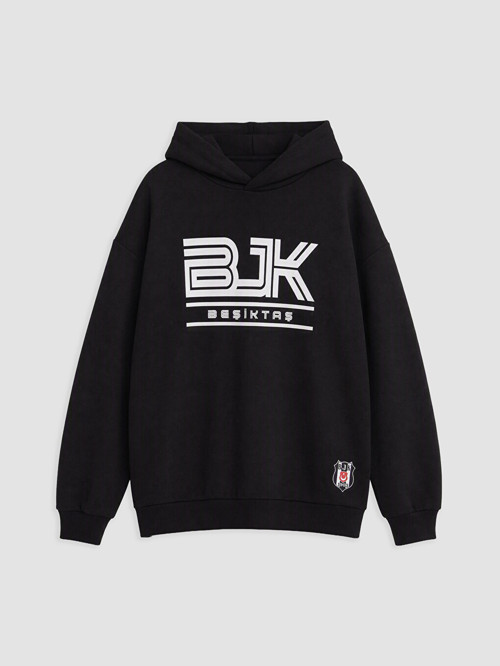LCW Kids Siyah Beşiktaş Baskılı Erkek Çocuk Sweatshirt