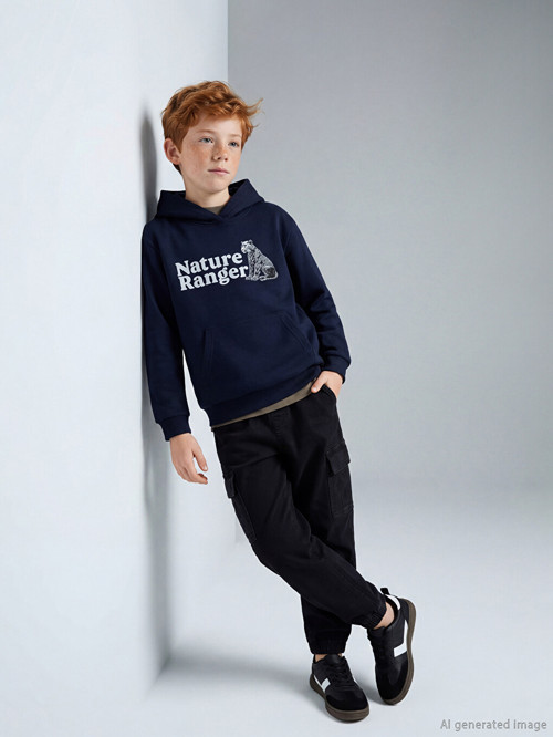 LCW Kids Siyah Beli Lastikli Erkek Çocuk Kargo Jean Pantolon