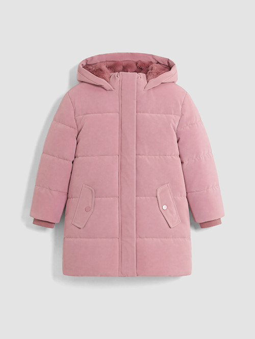 LCW Kids Lila Kürklü Kapüşonlu Kız Çocuk Mont
