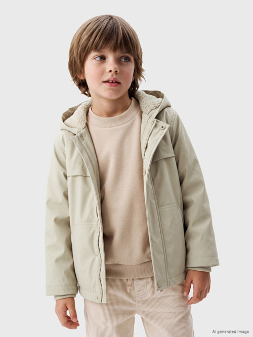 LCW Kids Bej Erkek Çocuk İçi Kürklü Yağmurluk