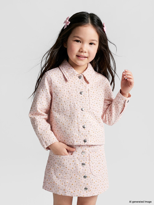 LCW Kids Pembe Gömlek Yaka Kız Çocuk Gabardin Ceket