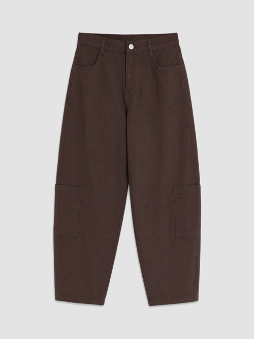 LCW Kids Kahverengi Kız Çocuk Gabardin Kargo Pantolon