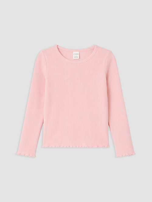 LC WAIKIKI Pembe Fırfırlı Kız Çocuk Tişört