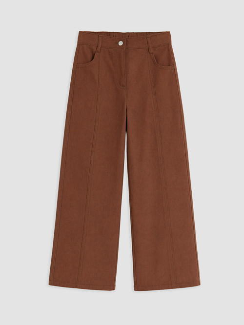 LCW Kids Kahverengi Kız Çocuk Gabardin Pantolon