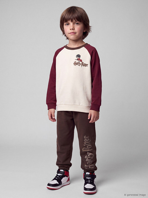 LCW Kids Bej Harry Potter Baskılı Erkek Çocuk Sweatshirt