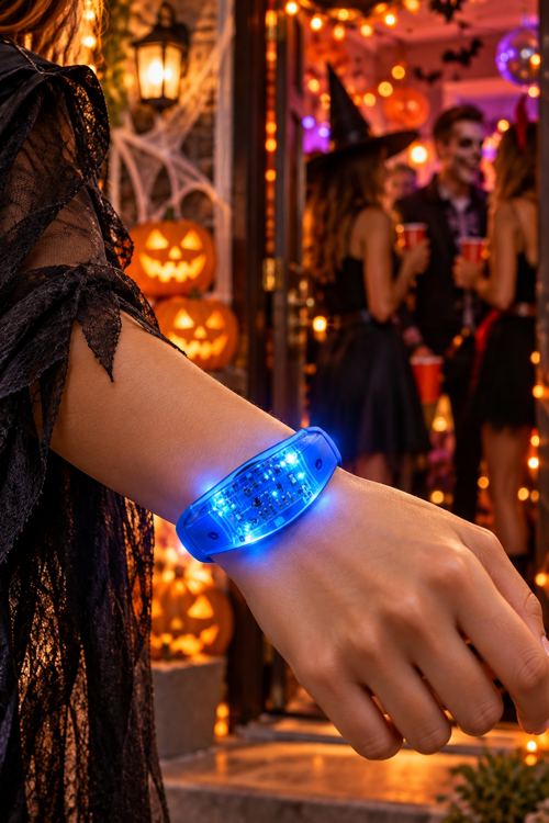 Mavi Sensörlü LED Bileklik Müzik/Ses Ritmine Göre Yanıp Sönen Halloween Cadılar Bayramı Yılbaşı