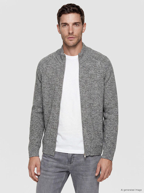 LC WAIKIKI Gri Regular Fit Dik Yaka Erkek Triko Hırka