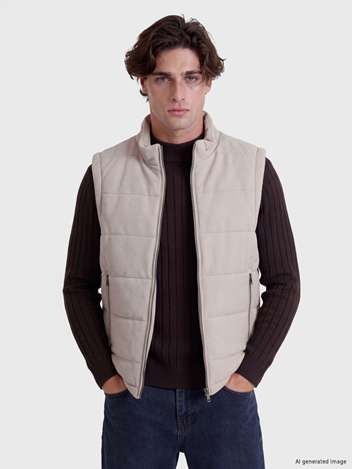 LCW Vision Gri Slim Fit Dik Yaka Erkek Şişme Yelek