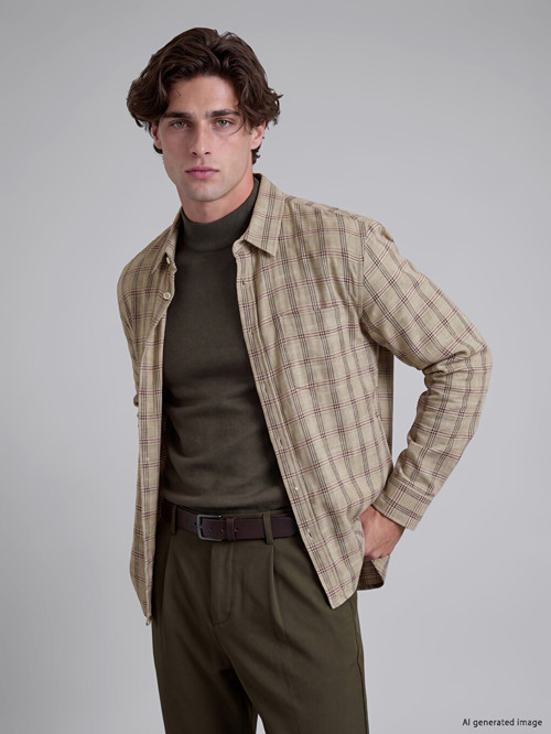 LCW Vision Yeşil Regular Fit Ekose Erkek Gömlek