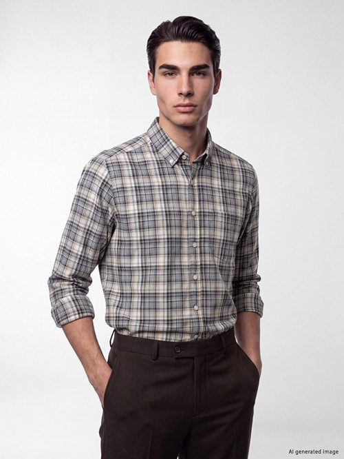 LCWAIKIKI Classic Mavi Regular Fit Ekose Erkek Gömlek