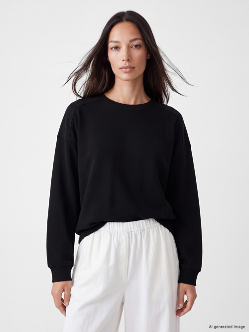 LCW EVERYDAY Siyah Oversize Kadın Kalın Sweatshirt